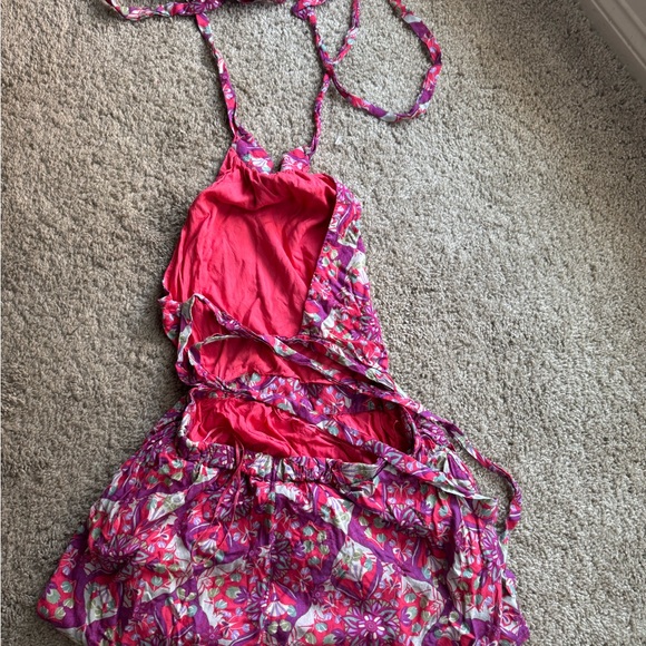 Free People backless romper in purple print - Picture 4 of 4